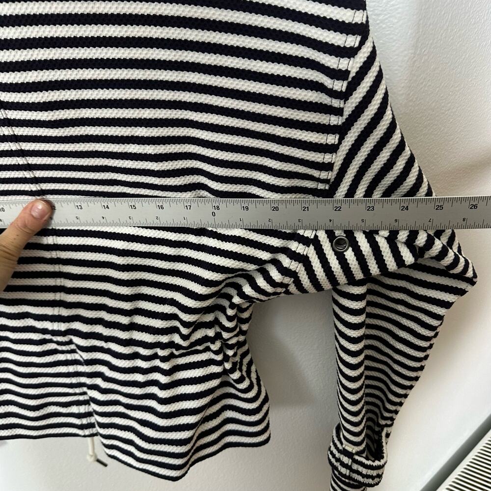 CAbi #5654 Women Medium Blue/White Nautical Striped Harbor Jacket Drawstring S - Picture 12 of 13